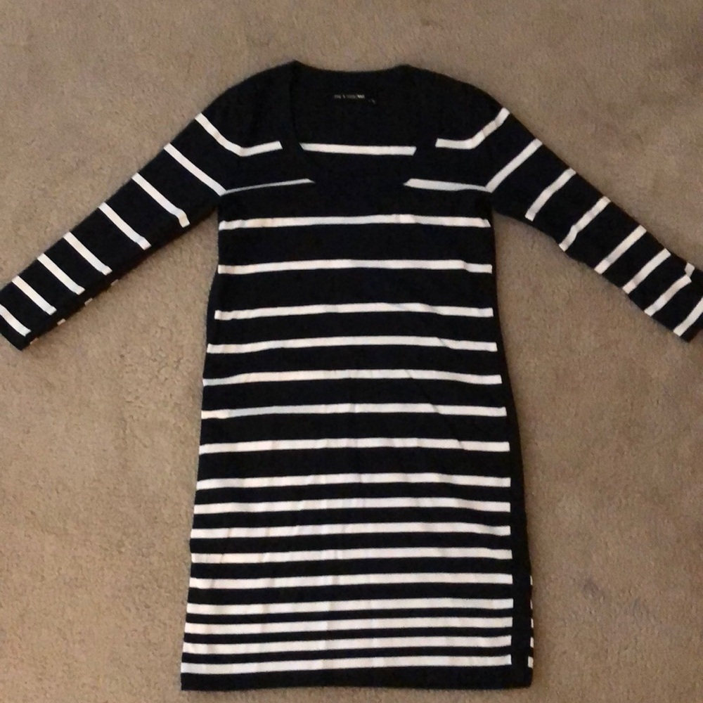 Rag & Bone knit black and white stripe dress M